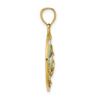 14K 2-D Dolphins w/Blue Enameled Charm-K8619