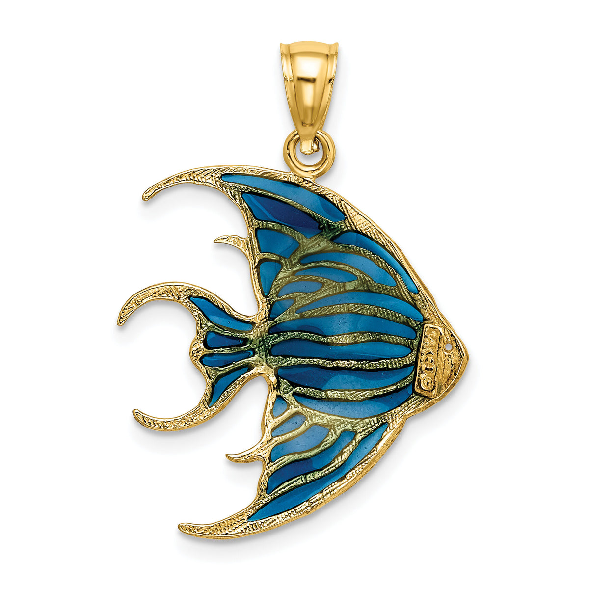 14K W/ Blue Enameled Angelfish Charm-K8620