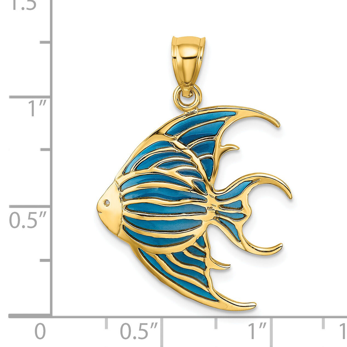 14K W/ Blue Enameled Angelfish Charm-K8620