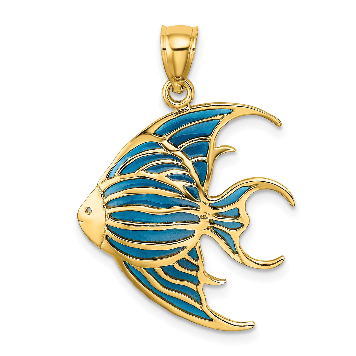 14K W/ Blue Enameled Angelfish Charm-K8620