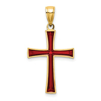 14K Red Enameled Cross Charm-K8623