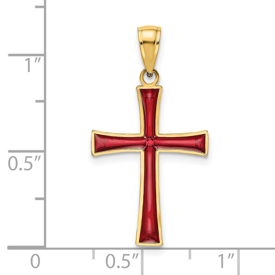 14K Red Enameled Cross Charm-K8623