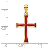 14K Red Enameled Cross Charm-K8623