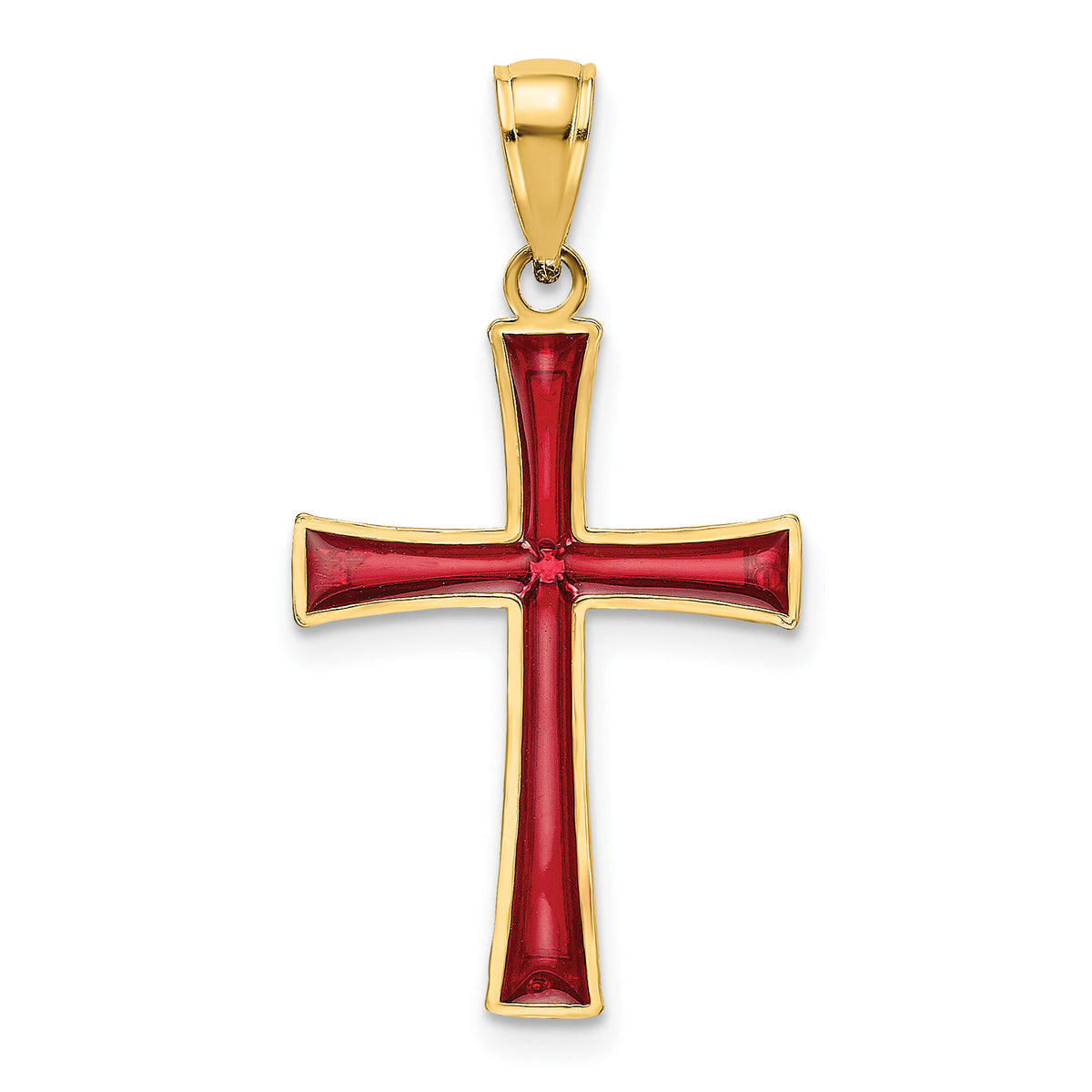 14K Red Enameled Cross Charm-K8623