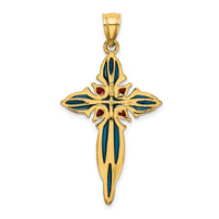 14K Blue and Red Enameled Cross Charm-K8624