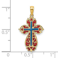 14K w/ Blue and Red Enameled Cross Charm-K8625