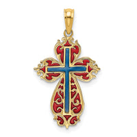 14K w/ Blue and Red Enameled Cross Charm-K8625