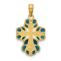 14K Blue, White and Red Enameled w/ Lace Trim Cross Charm-K8628