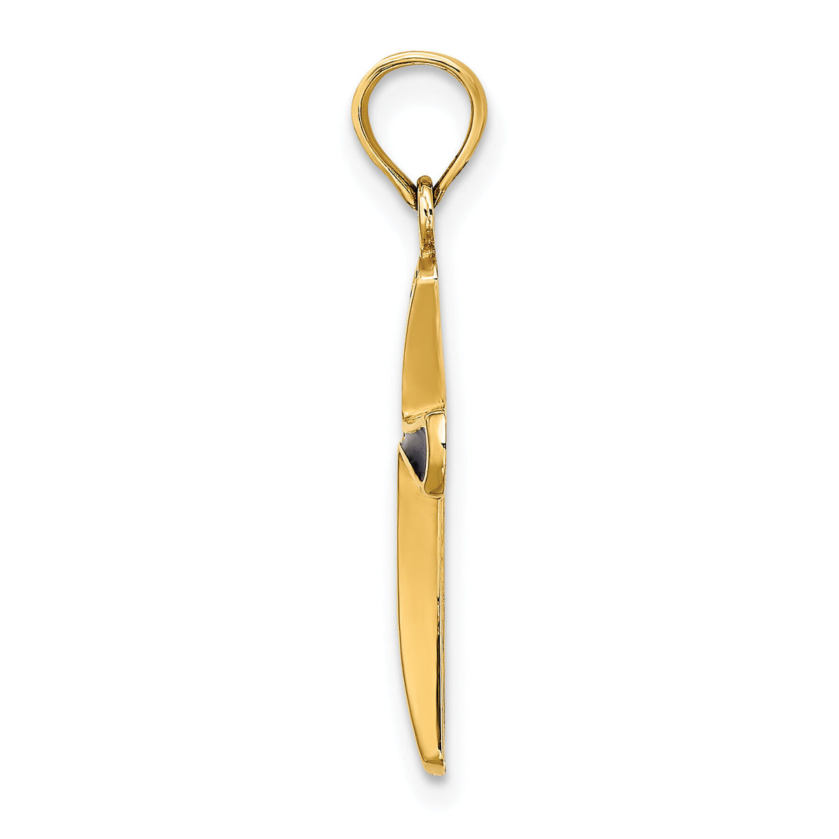 14K Blue Enameled Tapered Cross Charm-K8632