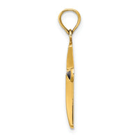 14K Blue Enameled Tapered Cross Charm-K8632