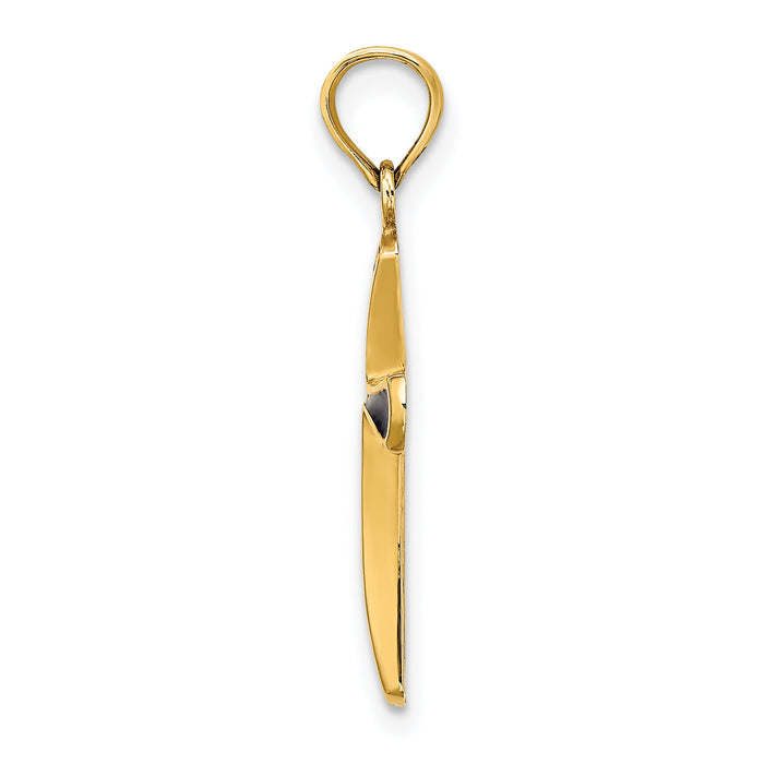 14K Blue Enameled Tapered Cross Charm-K8632