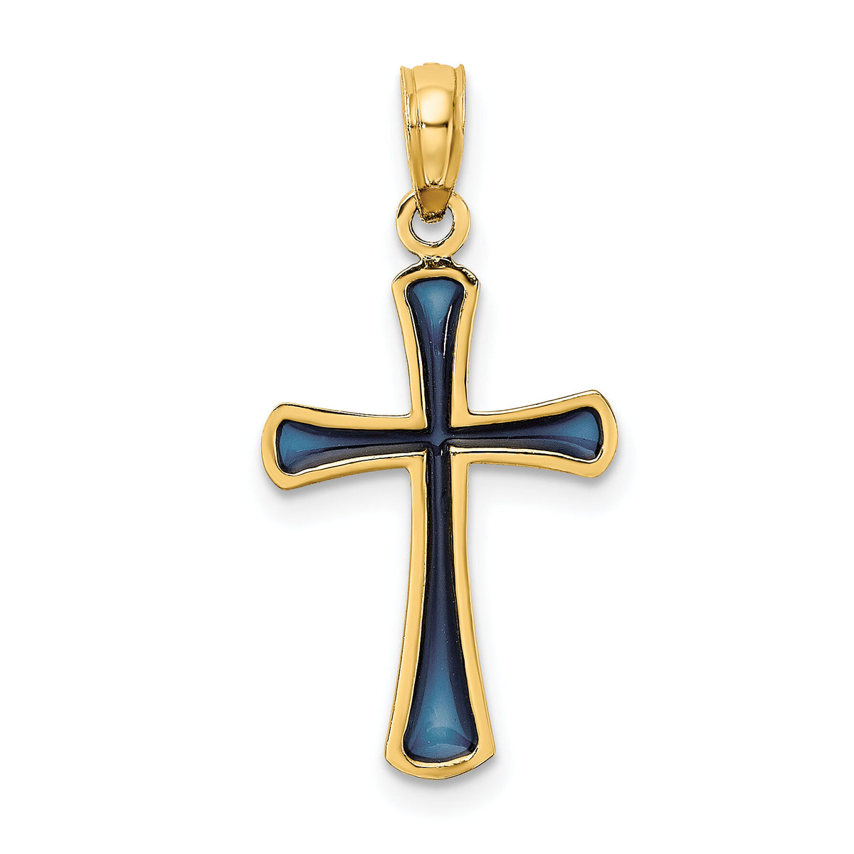 14K Blue Enameled Tapered Cross Charm-K8632