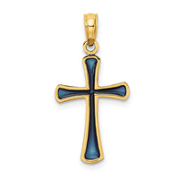 14K Blue Enameled Tapered Cross Charm-K8632