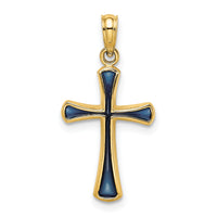14K Blue Enameled Tapered Cross Charm-K8632