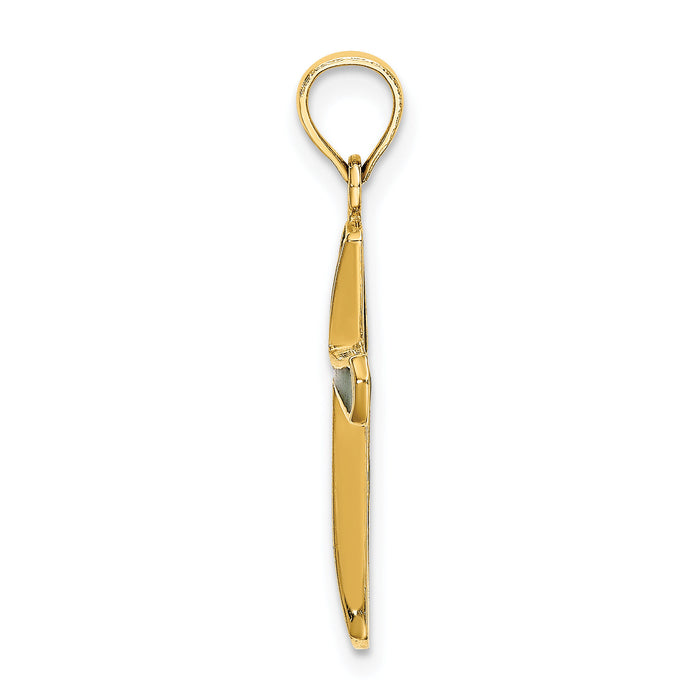 14K Green Enameled Tapered Cross Charm-K8633