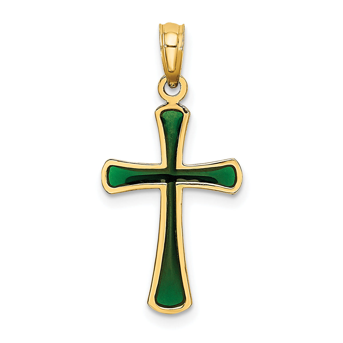 14K Green Enameled Tapered Cross Charm-K8633