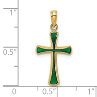 14K Green Enameled Tapered Cross Charm-K8633