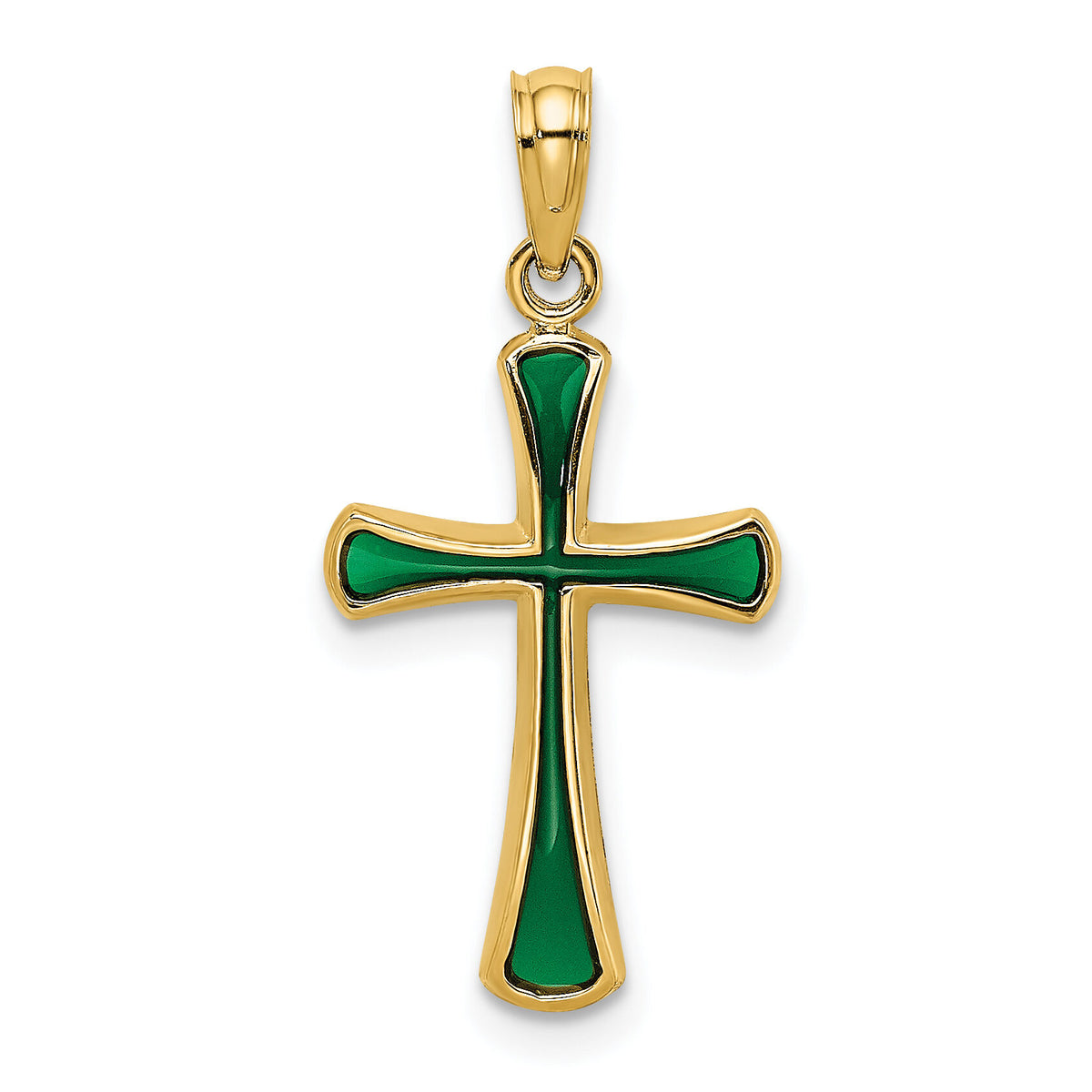 14K Green Enameled Tapered Cross Charm-K8633