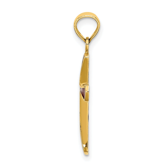 14K Pink Enameled Tapered Cross Charm-K8634