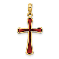 14K Pink Enameled Tapered Cross Charm-K8634