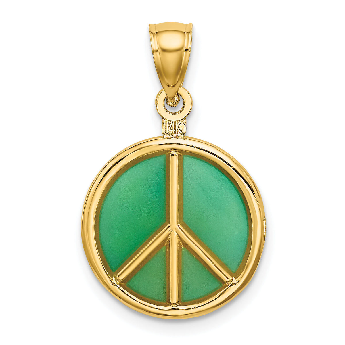14K 3-D Green Enameled Peace Symbol Charm-K8637