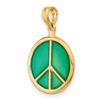 14K 3-D Green Enameled Peace Symbol Charm-K8637