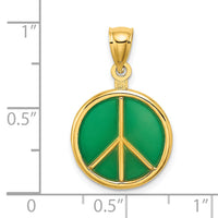 14K 3-D Green Enameled Peace Symbol Charm-K8637