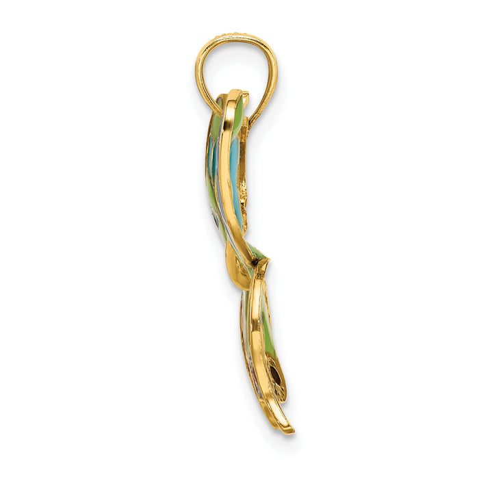 14K Enameled Butterfly Pendant-K8640