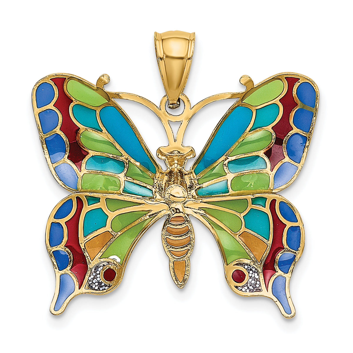 14K Enameled Butterfly Pendant-K8640