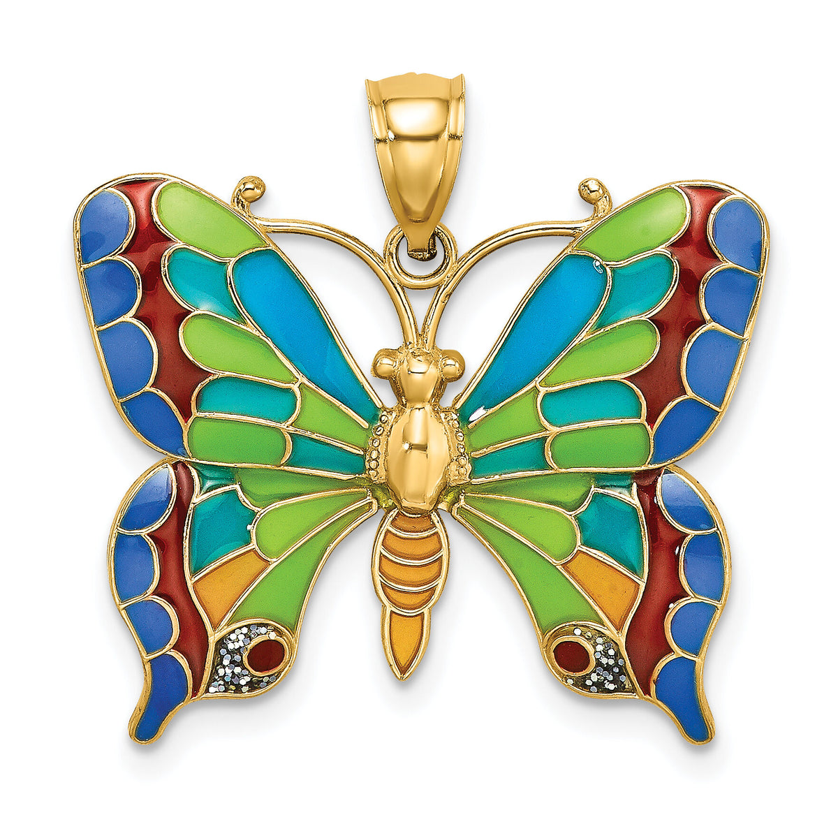 14K Enameled Butterfly Pendant-K8640