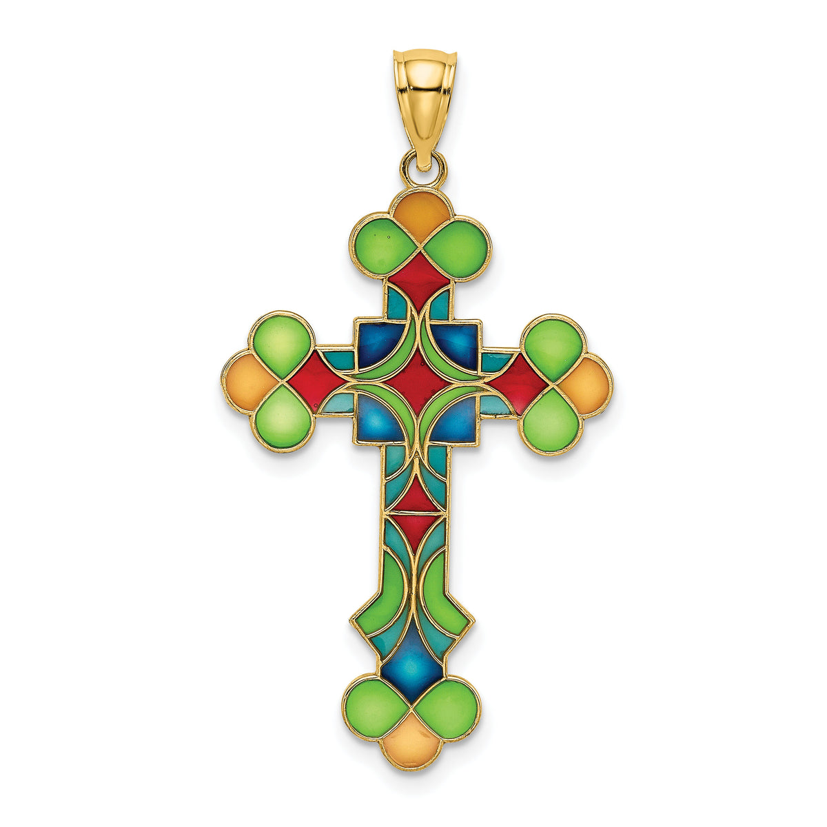 14K Multi Color Enameled Cross Charm-K8641