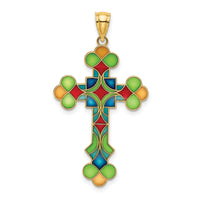 14K Multi Color Enameled Cross Charm-K8641