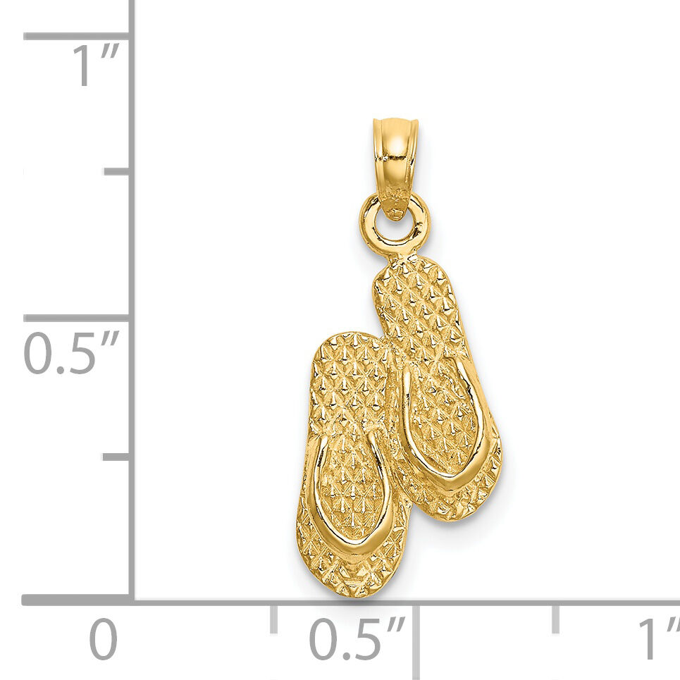 14K 3D KEY WEST Double Flip Flop Charm-K8642