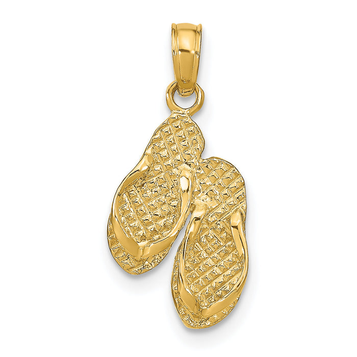 14k MARCO ISLAND Reversible Flip Flops Pendant-K8648