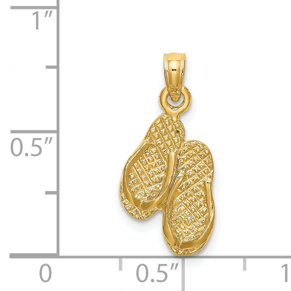 14K 3D PAWLEYS ISLAND Double Flip-flop Charm-K8653