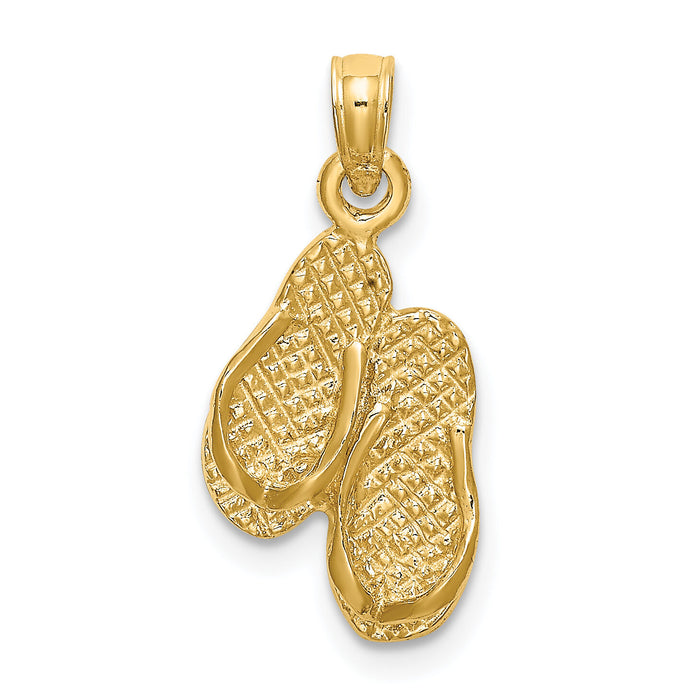 14K 3D PAWLEYS ISLAND Double Flip-flop Charm-K8653