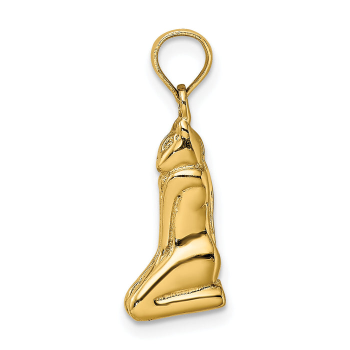 14K 3D Polished MARCO ISLAND Cat Charm-K8658