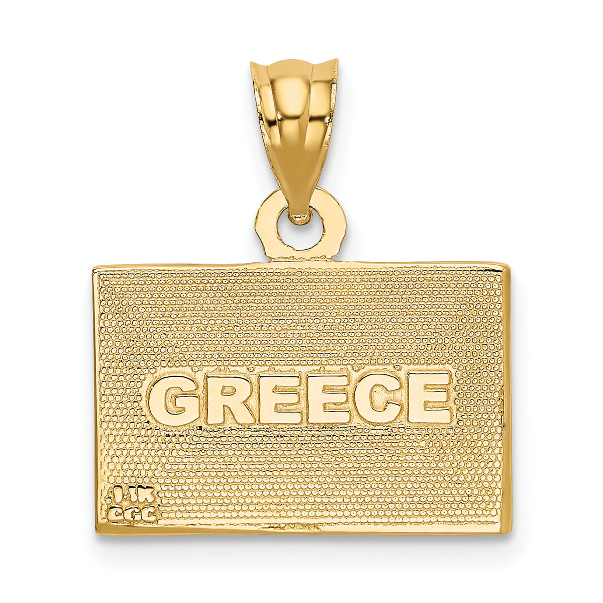 14k Solid Enameled Greece Flag Pendant-K866
