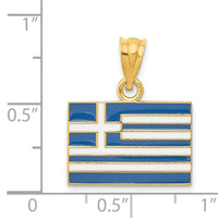 14k Solid Enameled Greece Flag Pendant-K866
