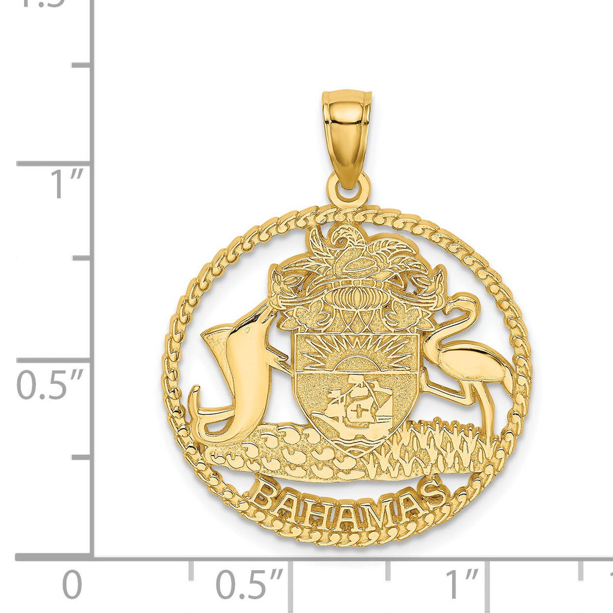 14K BAHAMAS Crest In Textured Frame Charm-K8660
