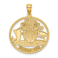 14K BAHAMAS Crest In Textured Frame Charm-K8660