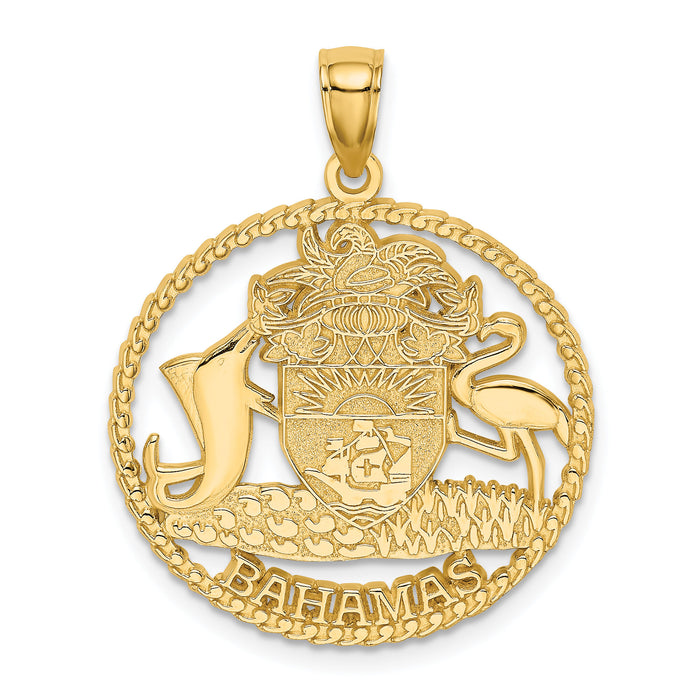 14K BAHAMAS Crest In Textured Frame Charm-K8660