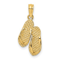 14K 3D Textured CAPE MAY Flip-flop Charm-K8677