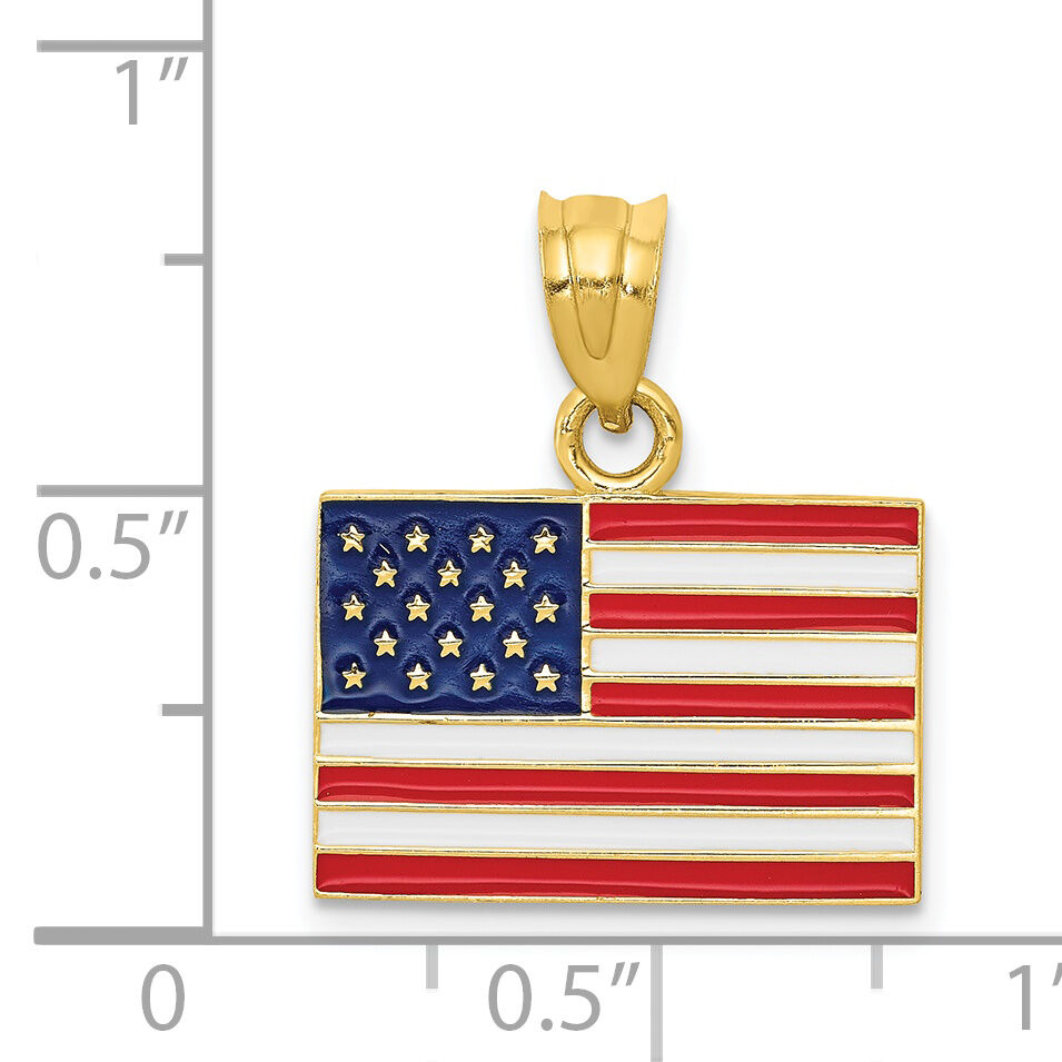 14k Enameled United States Flag Pendant-K868