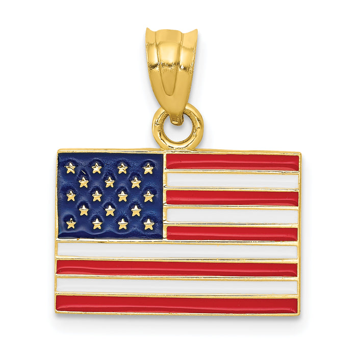 14k Enameled United States Flag Pendant-K868