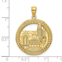 14K BOSTON Town Scene Round Charm-K8683