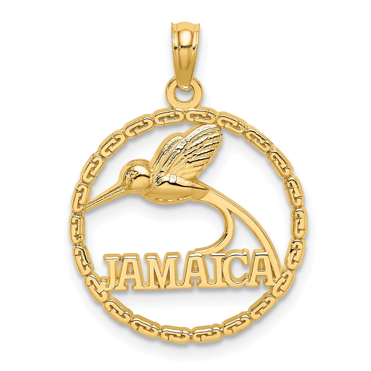 14K JAMAICA w/ Bird in Circle Charm-K8689