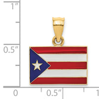 14k Solid Enameled Puerto Rico Flag Pendant-K869