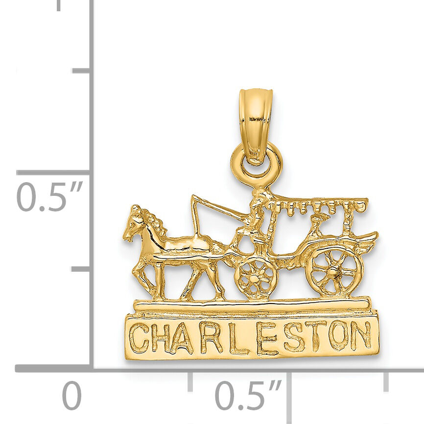 14K CHARLESTON Horse and Cart Charm-K8699