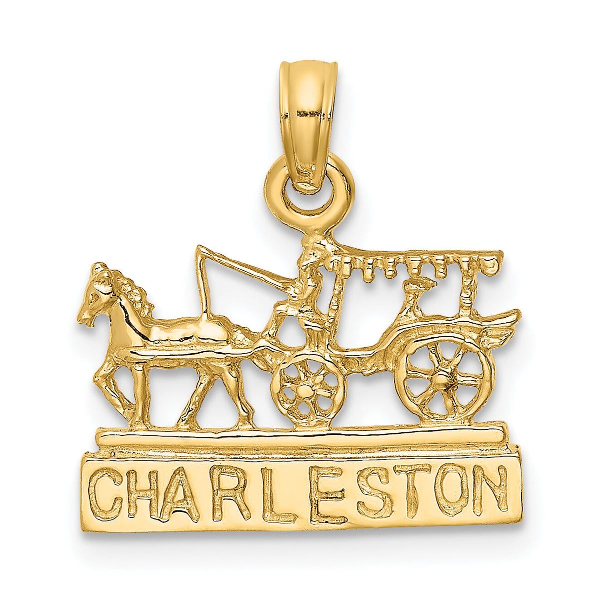 14K CHARLESTON Horse and Cart Charm-K8699
